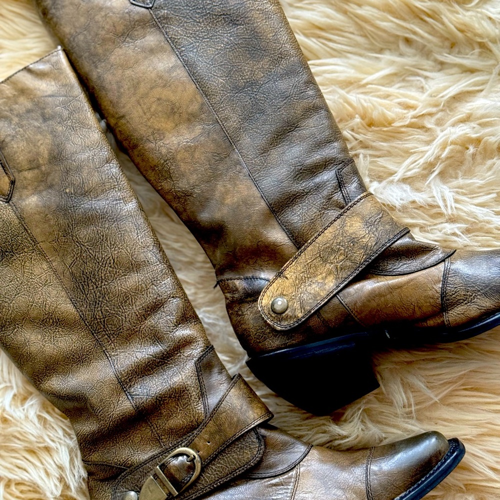 Nine West Military Green distressed boots.